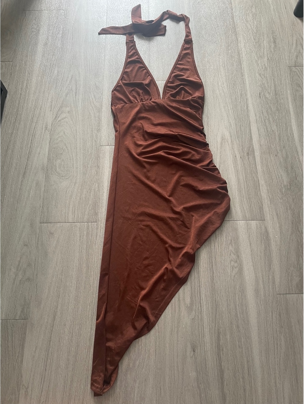 Zaful brown halter bodycon dress medium